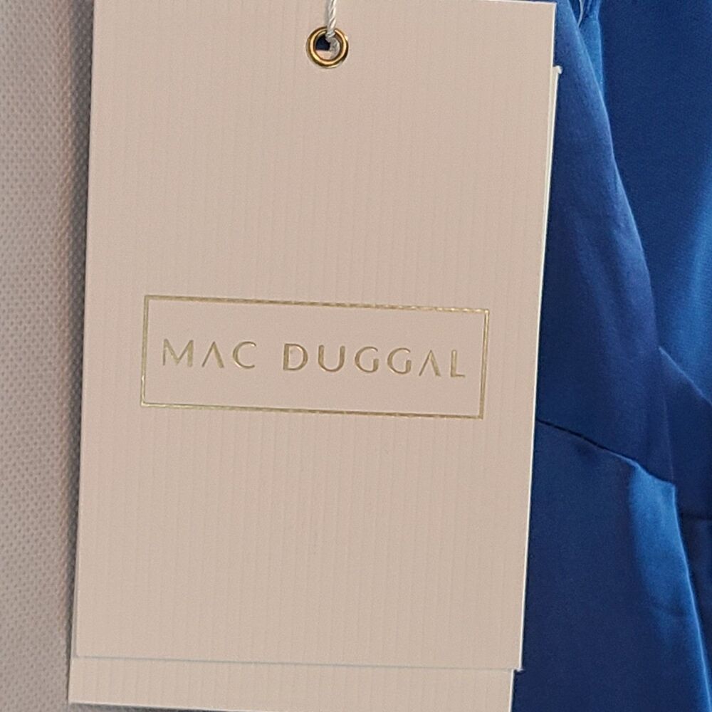 New MAC DUGGAL 68332 (8) Sapphire Blue Satin Puff Sleeve Open Back Formal Dress - Picture 11 of 15